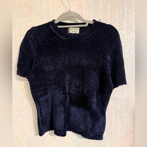 Vintage Kasper and Company A.S.L. Petite Midnight Blue Knit Top, Project, Sz Med